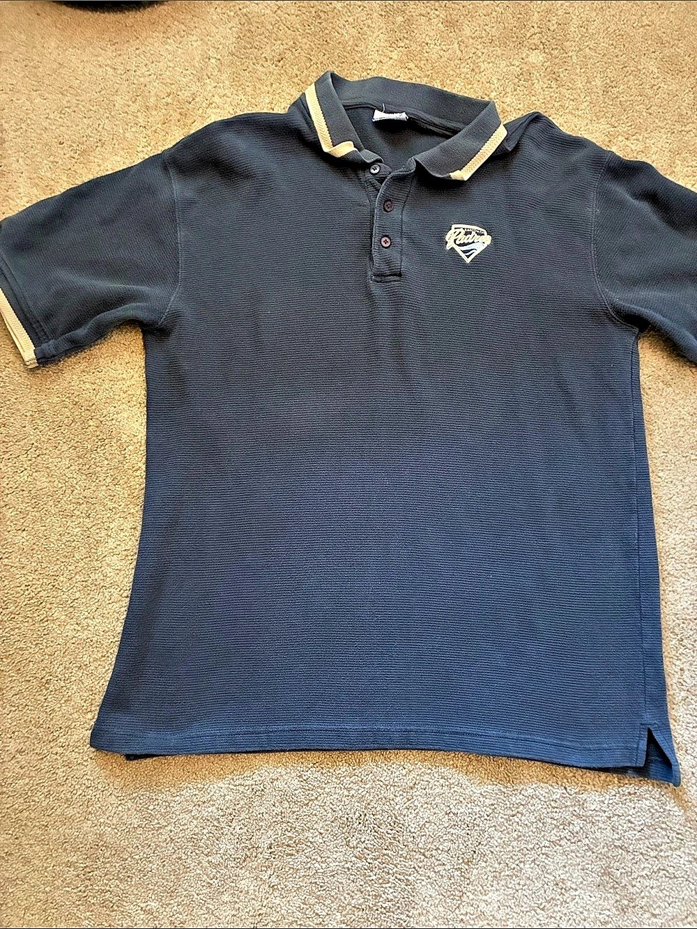 Vintage San Diego Padres Long Slve Polo Shirt Wave Logo Navy Blue Men's  xLarge